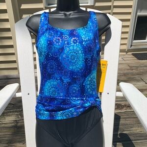 Robby Len By Longitude Womens Medallion One Piece Swimsuit longer length torso